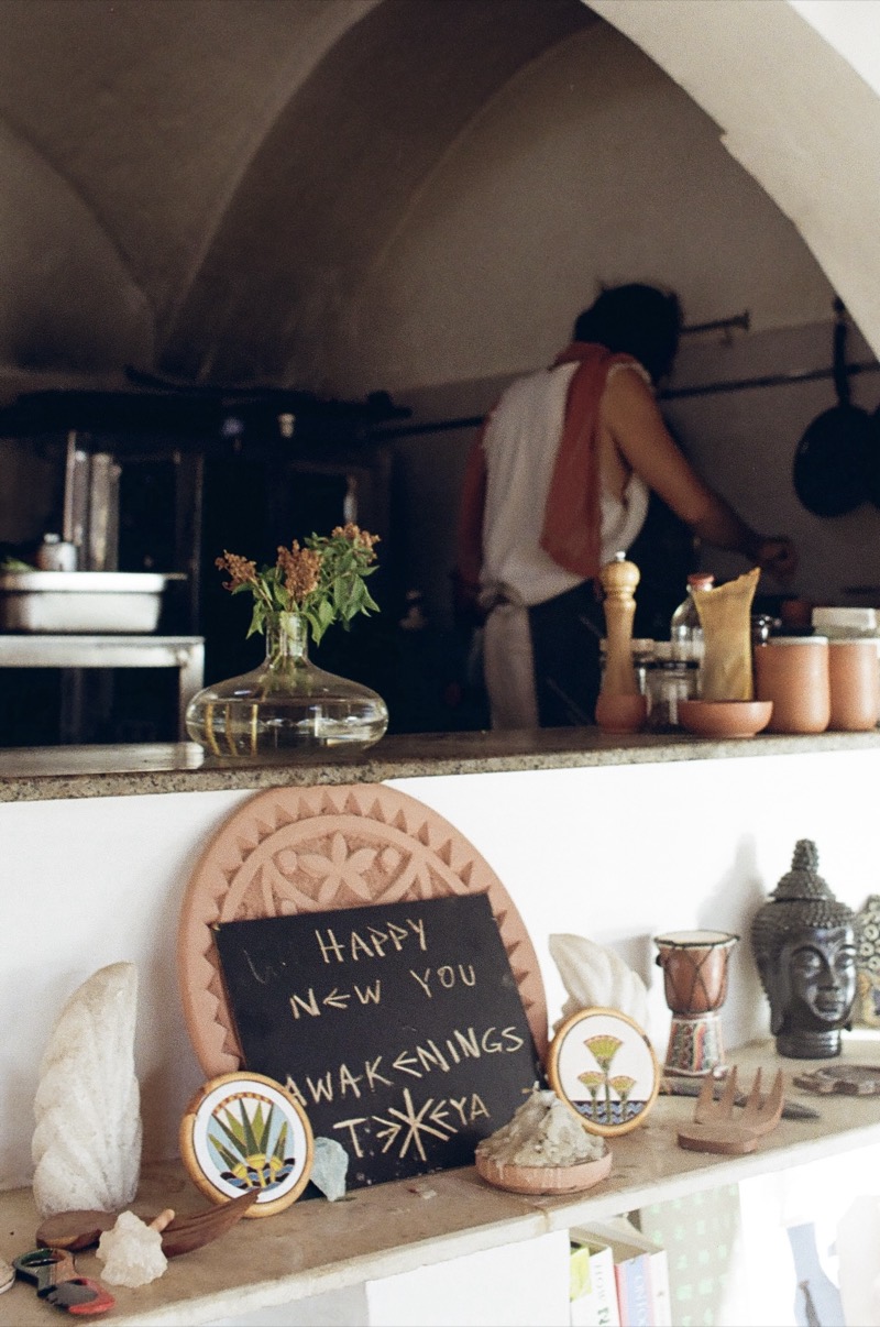 A chalkboard by the kitchen: Happy new you, awakenings, Tekkeya